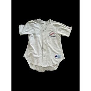 Vintage Champion Notre Dame Baseball Jersey Sz Large Made In USA Grey RARE